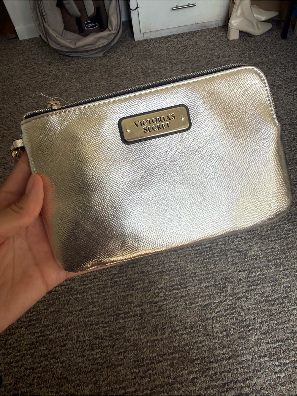 Victoria's Secret Metallic Silver Cosmetic Pouch